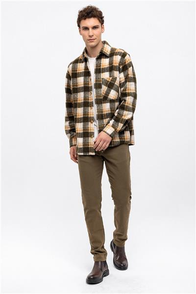 Haki Oversize Fit Oduncu Gömlek