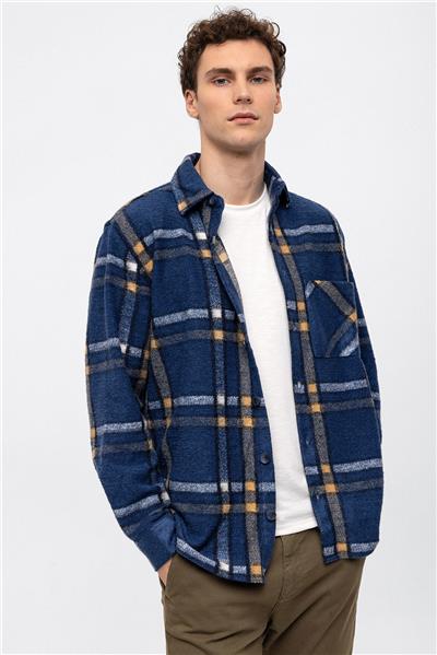 Lacivert Oversize Fit Oduncu Gömlek