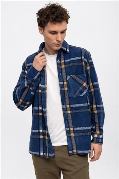 Lacivert Oversize Fit Oduncu Gömlek