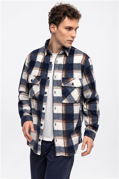 Lacivert Oversize Fit Oduncu Gömlek