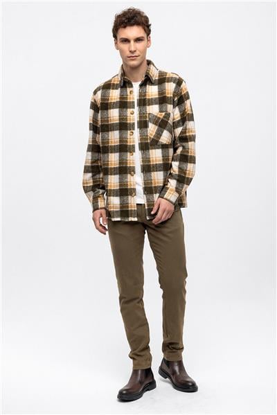 Haki Oversize Fit Oduncu Gömlek