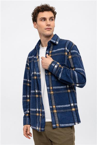 Lacivert Oversize Fit Oduncu Gömlek