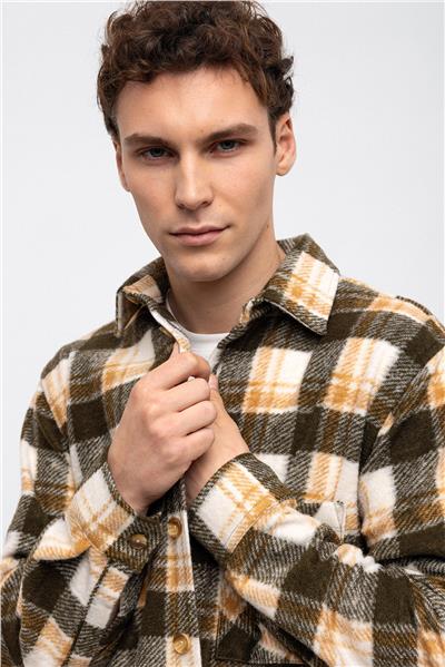 Haki Oversize Fit Oduncu Gömlek