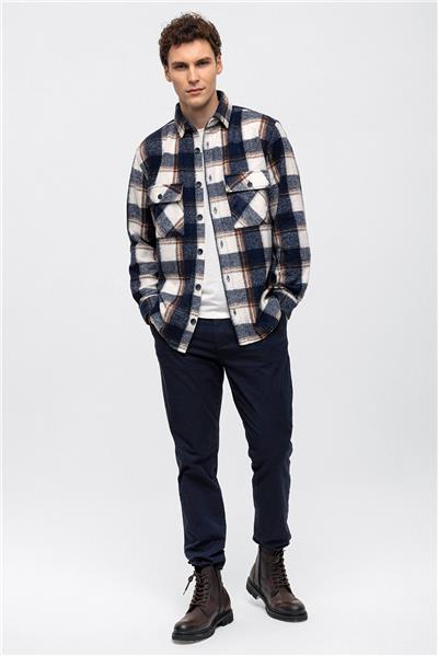 Lacivert Oversize Fit Oduncu Gömlek