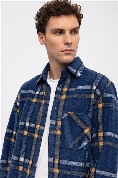 Lacivert Oversize Fit Oduncu Gömlek