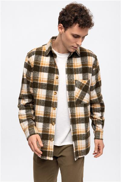 Haki Oversize Fit Oduncu Gömlek