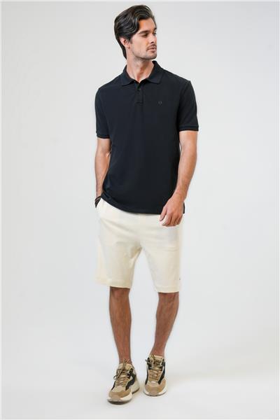 Siyah Relaxed Fit %100 Pamuk Polo Yaka Tişört