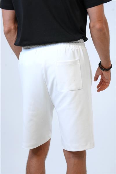 Beyaz Regular Fit Pamuklu Şort