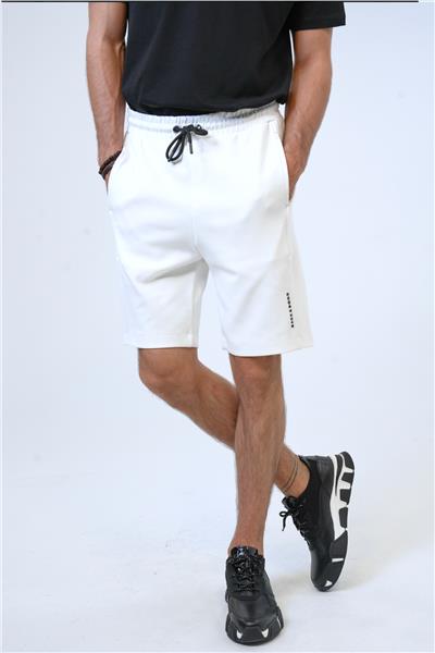 Beyaz Regular Fit Pamuklu Şort