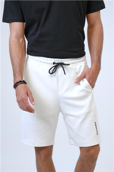 Beyaz Regular Fit Pamuklu Şort