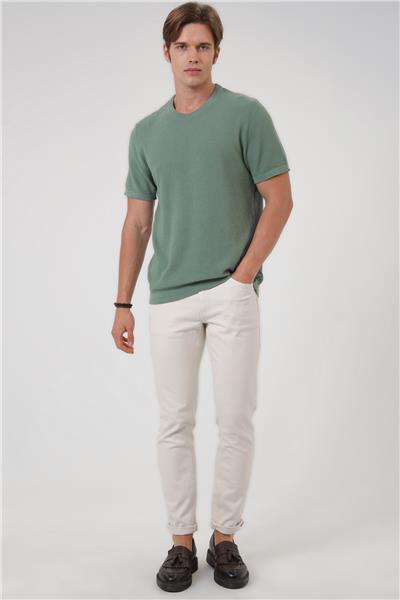 Adaçayı Regular Fit %100 Pamuk Bisiklet Yaka Tişört