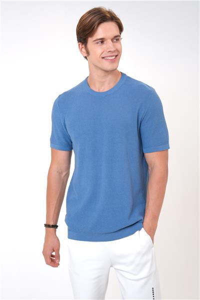 Mavi Regular Fit %100 Pamuk Bisiklet Yaka Tişört