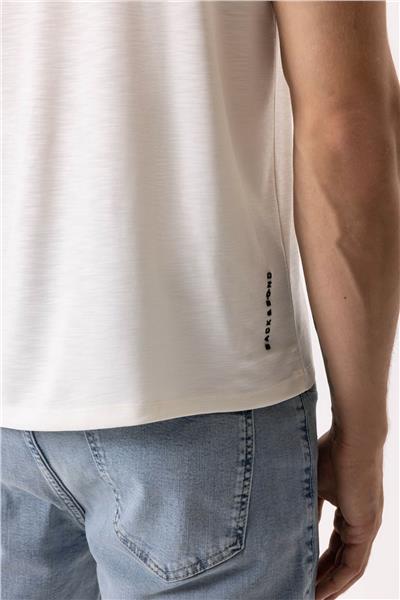 Beyaz Regular Fit Bisiklet Yaka Baskılı Tişört