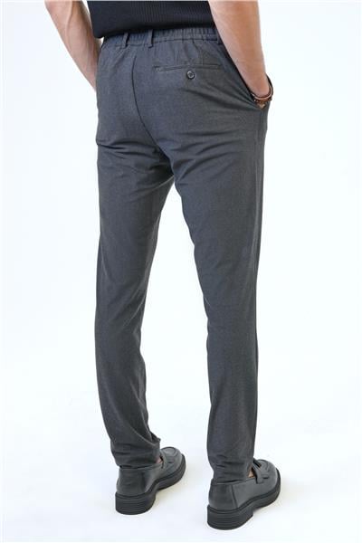 Koyu Gri Slim Fit Beli Lastikli Casual Jogger Pantolon