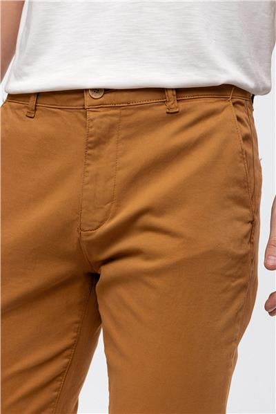 Kahverengi Slim Fit Pamuklu Chino Pantolon