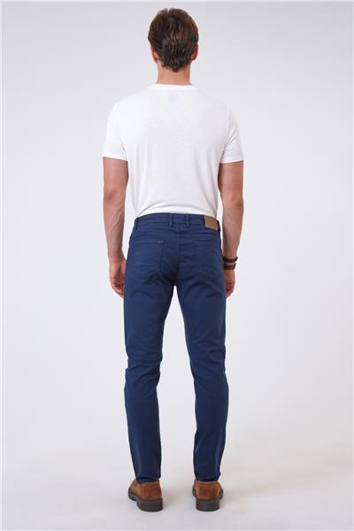 Lacivert Slim Fit 5 Cepli Pamuklu Denim Pantolon
