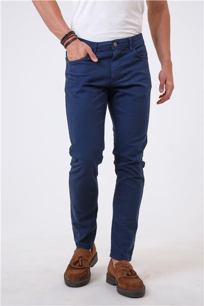 Lacivert Slim Fit 5 Cepli Pamuklu Denim Pantolon