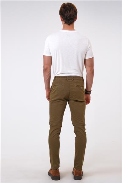 Haki Slim Fit Pamuklu Chino Pantolon