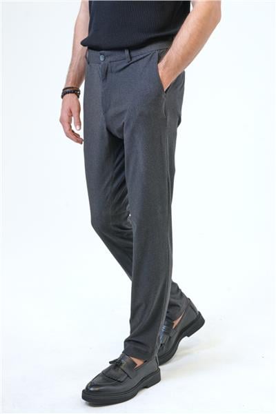 Koyu Gri Slim Fit Beli Lastikli Casual Jogger Pantolon