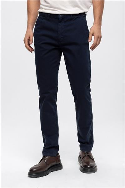 Lacivert Slim Fit Pamuklu Chino Pantolon