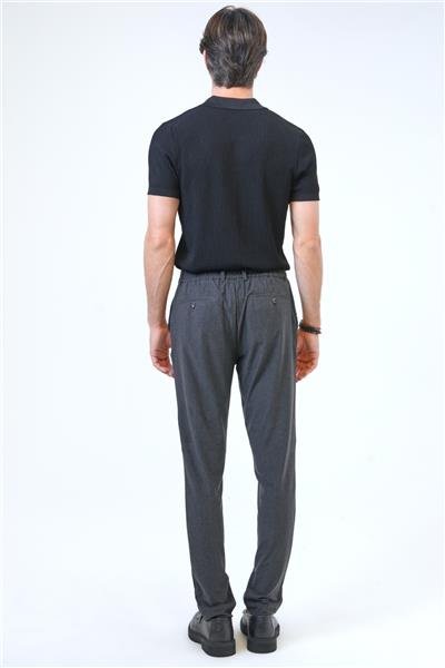 Koyu Gri Slim Fit Beli Lastikli Casual Jogger Pantolon