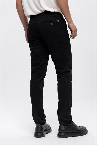 Siyah Slim Fit Pamuklu Chino Pantolon