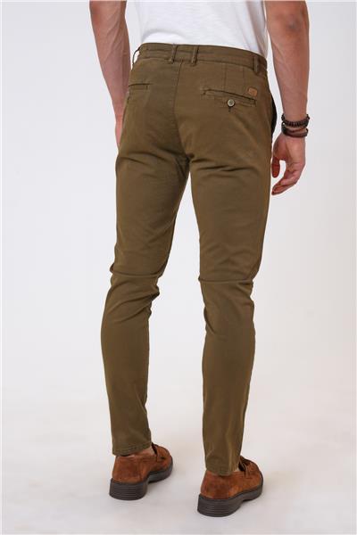 Haki Slim Fit Pamuklu Chino Pantolon