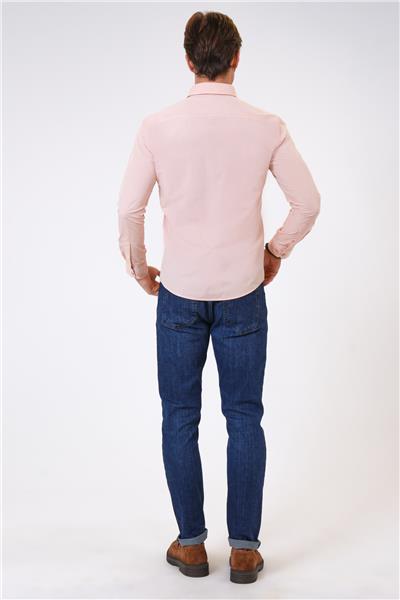 Pembe Slim Fit %100 Pamuk Gömlek