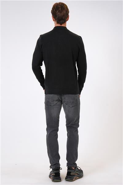 Siyah Regular Fit Polo Yaka Cepli Triko