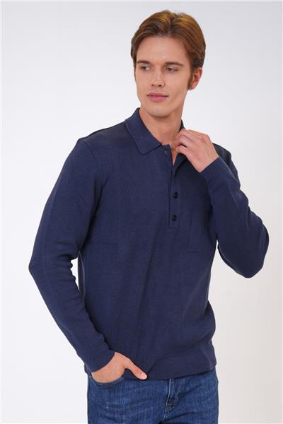 Lacivert Regular Fit Polo Yaka Cepli Triko