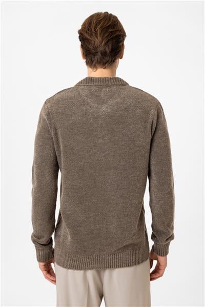 Vizon Regular Fit Çizgili Polo Yaka Triko Kazak