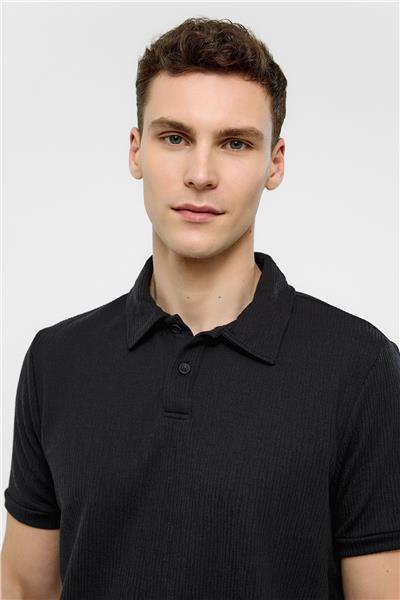 Siyah Polo Yaka Regular Fit Tişört