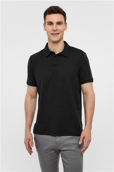 Siyah Polo Yaka Regular Fit Tişört