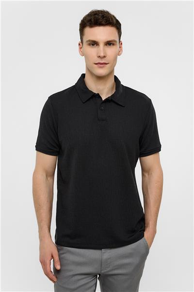 Siyah Polo Yaka Regular Fit Tişört