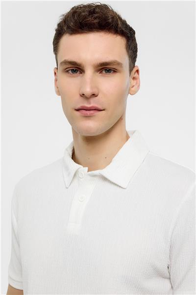 Beyaz Polo Yaka Regular Fit Tişört