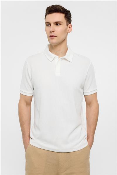 Beyaz Polo Yaka Regular Fit Tişört
