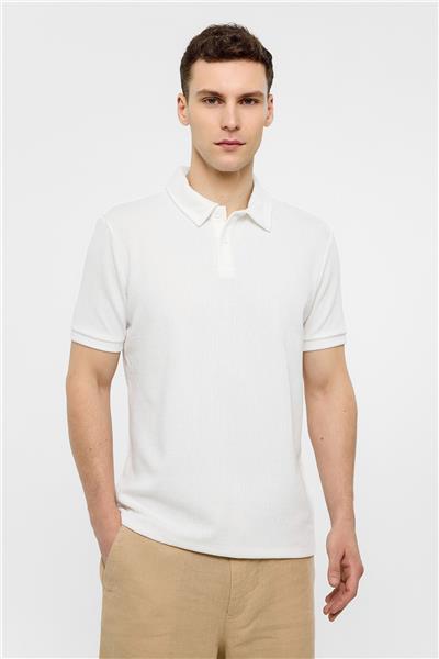 Beyaz Polo Yaka Regular Fit Tişört