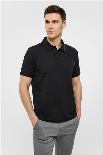 Siyah Polo Yaka Regular Fit Tişört