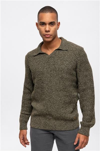 Haki Regular Fit Polo Yaka Triko Kazak