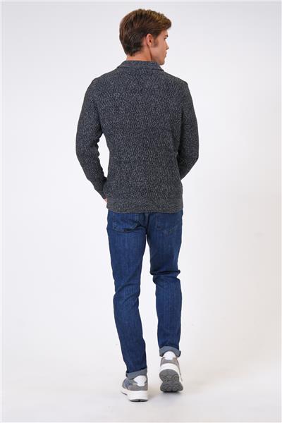 Antrasit Regular Fit Jakarlı Polo Yaka Triko