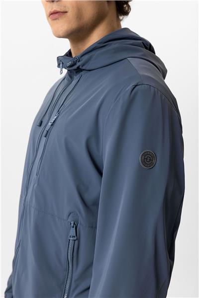 İndigo Regular Fit Kapüşonlu Rüzgar Geçirmez Yağmurluk