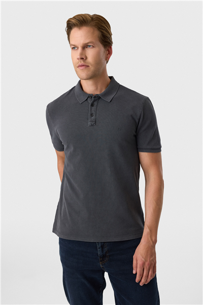 Regular Fit Antrasit Polo Yaka Tişört