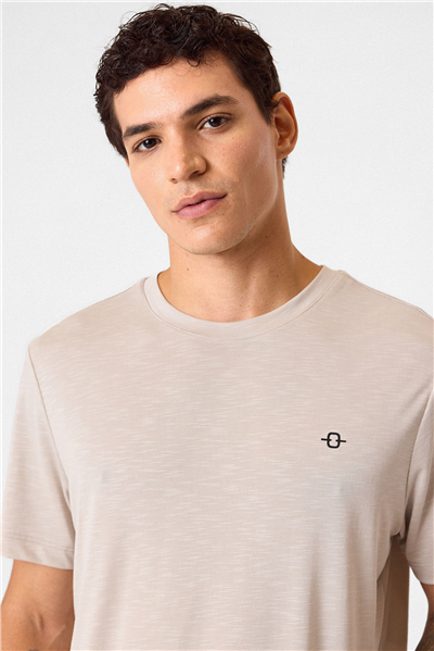 Regular Fit Basic  Bej Tişört