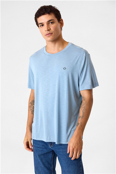 Regular Fit Basic Mavi Tişört