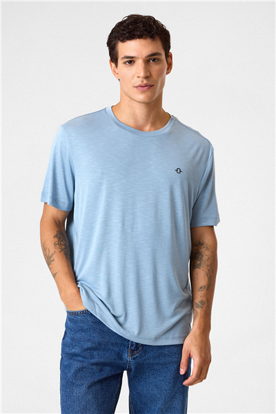 Regular Fit Basic Mavi Tişört