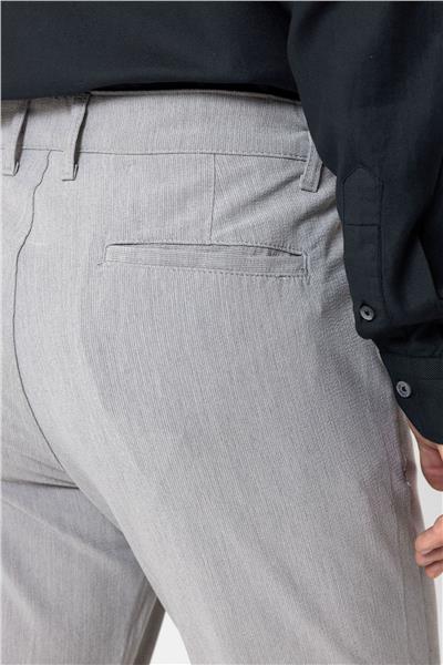 Açık Gri Regular Fit Beli Lastikli Yan Cep Casual Pantolon