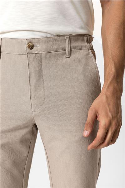Bej Regular Fit Beli Lastikli Yan Cep Casual Pantolon