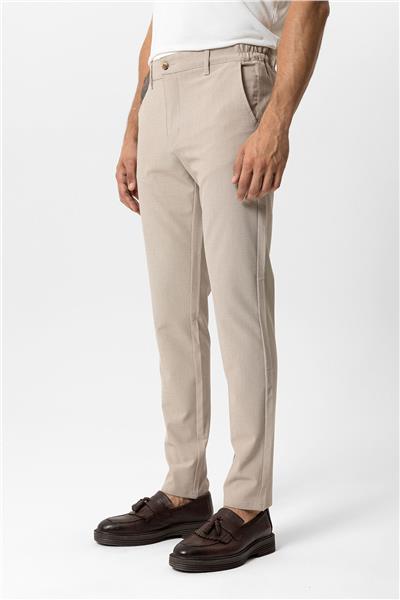 Bej Regular Fit Beli Lastikli Yan Cep Casual Pantolon