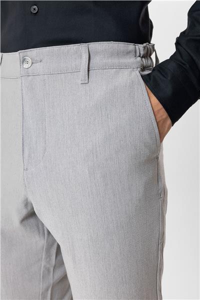 Açık Gri Regular Fit Beli Lastikli Yan Cep Casual Pantolon