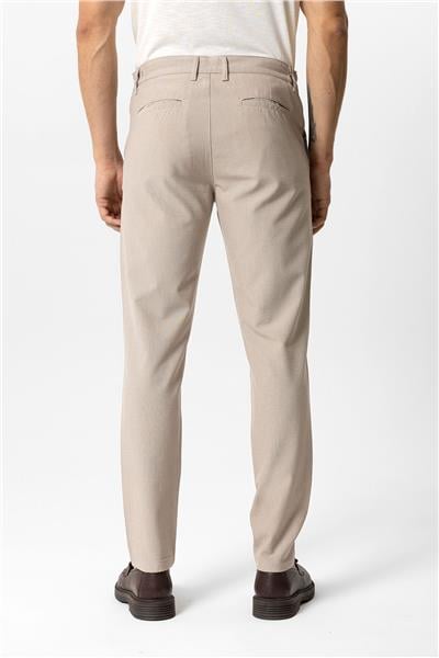 Bej Regular Fit Beli Lastikli Yan Cep Casual Pantolon